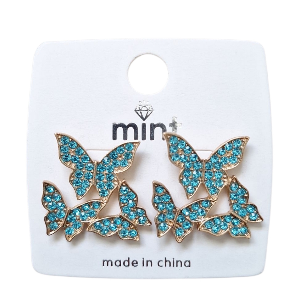 3 For $15 Blue and Gold Butterfly Earrings - Picture 1 of 2